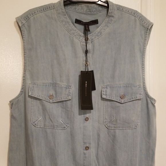 💕BCBGMAXAZRIA💕 Laden Chambray Denim Jean Romper - Picture 6 of 8